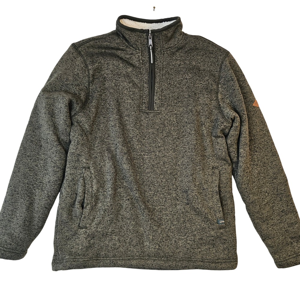Orvis Classic Collection Mens Green Marled Sherpa Lined Quarter Zip Pullover M